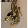 2026 Summer Trendy New Shiny Fish Mouth Toe Sexy Stiletto Sandals Woman Quality Sequined Thin High Heel Slippers for Women Shoes