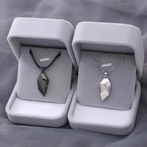 Valentine's Day Gift Good Simple Quality Couple Pendant Necklace Electrocardiogram Magnetic HeartPendant Splicing Necklace ﻿