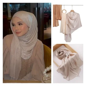 70*180 Island Crepe Scarf | Women's Satin Smooth Chiffon Shawl | Pure Color Shimmering Silk Scarf | Malaysian Headscarf
