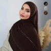 Women Cotton Jersey Hijab Scarf Glitter Shimmer Edge Shawl Women Soft Premium Jersey Hijab Turban Islam Solid Color Headscarf