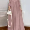 FZANZEA ashion Women Long Sleeve Muslim Maxi Long Dress Autumn Dubai Turkey Abaya Hijab Sundress Islamic Clothing Robe Femme