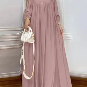 FZANZEA ashion Women Long Sleeve Muslim Maxi Long Dress Autumn Dubai Turkey Abaya Hijab Sundress Islamic Clothing Robe Femme