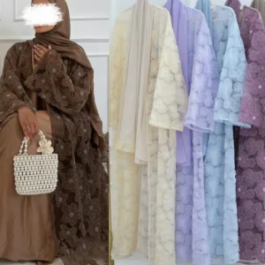 Muslim Women Dubai Abaya Luxury Lace embroidery Beading Kimono Cardigan Hijab Dress Modest Kaftan Robe Femme Islamic Clothing