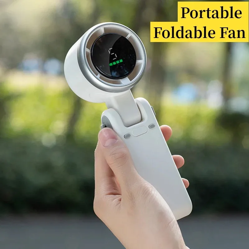 2025 New Portable Electric Fan Creative High-power Foldable Handheld Fan Usb Rechargeable Mini Hanging Neck Small Fan